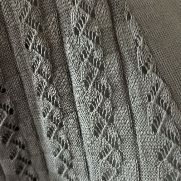 Ann Taylor LOFT Gray Open Knit Short Sleeve Pima Cotton Cardigan — Size M - Picture 4 of 9
